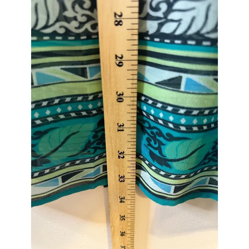 NWT J. Jill Green Tropical Leaf Sheer Partially Lined Flowy  Maxi Skirt Medium